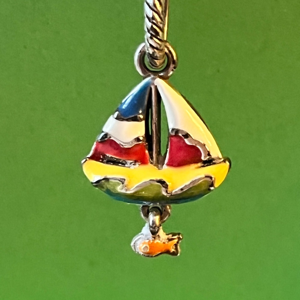 Enameled Sailboat Charm